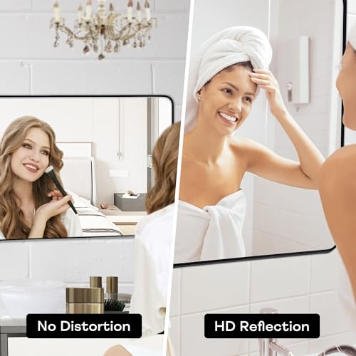 Brushed Metal Framed Round Bathroom Wall Mirror