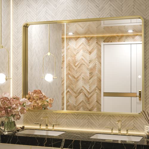 Gold Framed Bathroom Mirror for Vanity Decor