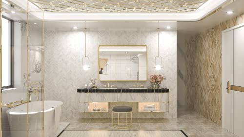 Gold Framed Bathroom Mirror for Vanity Decor