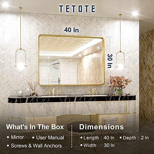 Gold Framed Bathroom Mirror for Vanity Decor