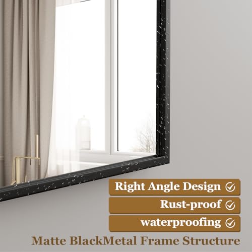 Rectangular Wall Mirror with Metal Frame, Black