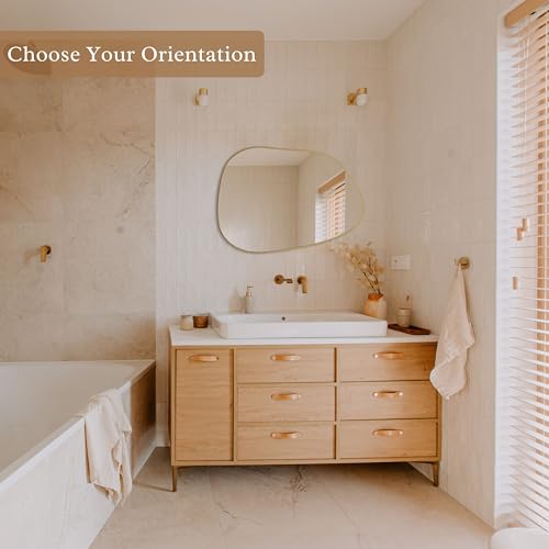 Asymmetrical Golden Wood Wall Mirror 71 x 50 cm