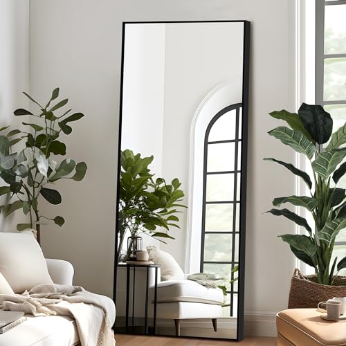 Full Length Floor Mirror with Stand, Black