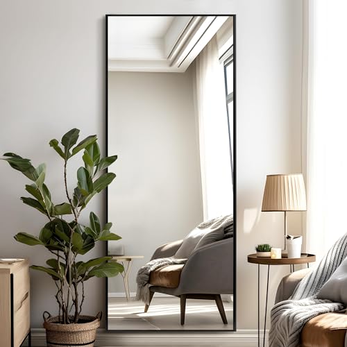 Full Length Floor Mirror with Stand, Black