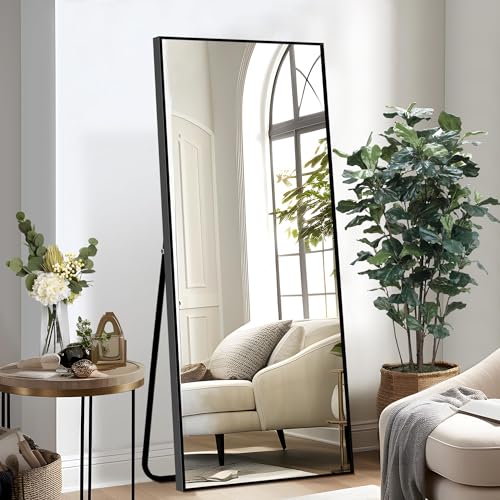 Full Length Floor Mirror with Stand, Black