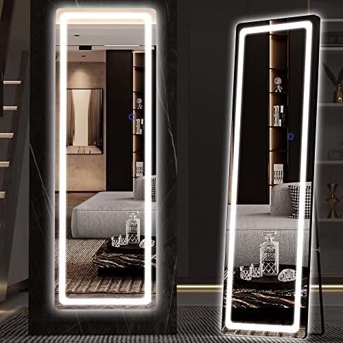 LED Adjustable Full-Length Mirror with 3 Light Colors