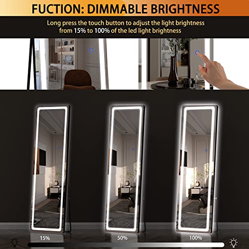LED Adjustable Full-Length Mirror with 3 Light Colors
