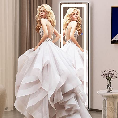 LED Adjustable Full-Length Mirror with 3 Light Colors