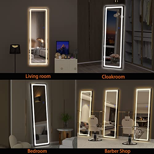 LED Adjustable Full-Length Mirror with 3 Light Colors