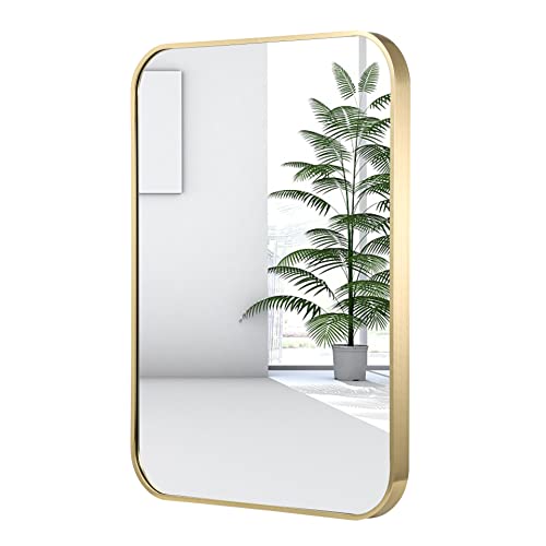 Brushed Brass Framed Bathroom Mirror, 52 x 70 cm