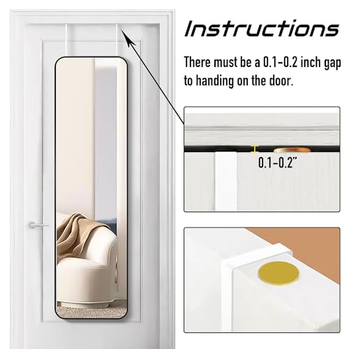 Full-Length Door Mirror with Metal Frame – Gold/Silver/Black