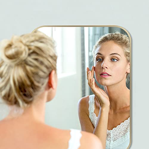 Brushed Brass Framed Bathroom Mirror, 52 x 70 cm