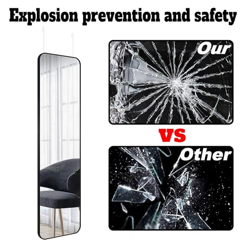 Full-Length Door Mirror with Metal Frame – Gold/Silver/Black