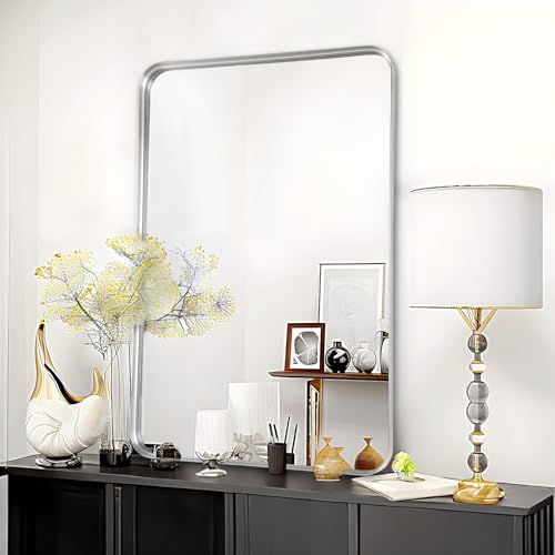 Eleganter Rechteckiger Wandspiegel in Silber 91,4 x 61 cm