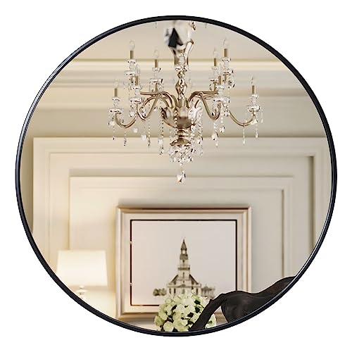 Growsun 71.1 cm Black Round Wall Mirror