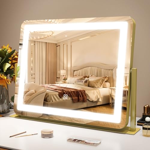 Gold Lighted Vanity Mirror with Smart Touch