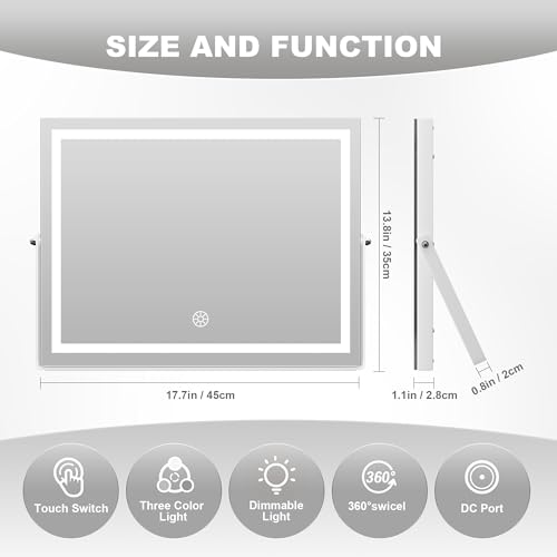 LED Vanity Mirror with Touch Control and 10X Magnification