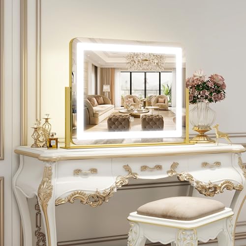 Gold Lighted Vanity Mirror with Smart Touch