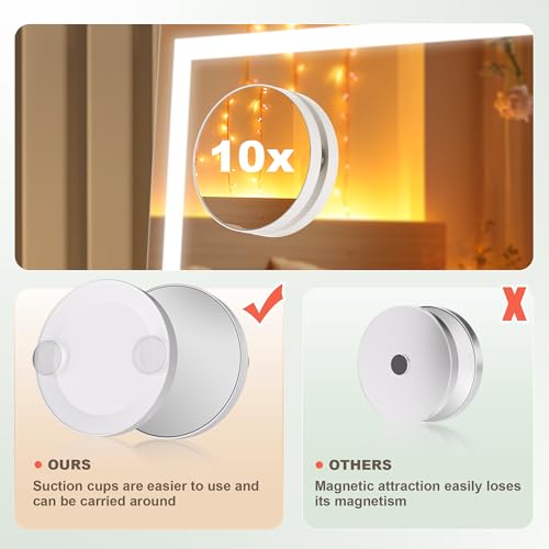 LED Vanity Mirror with Touch Control and 10X Magnification