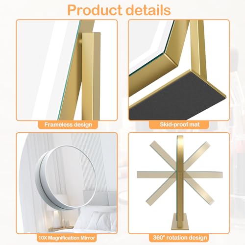 Gold Hollywood Vanity Makeup Mirror with Lights