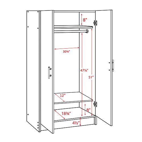 Prepac Elite White Wardrobe - 81.3 x 88.9 cm