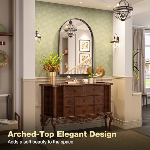 Elegant Black Arched Wall Mirror, 61 x 101.6 cm