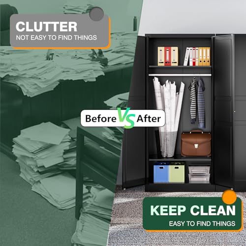 Letaya 71" Black Metal Wardrobe Armoire Cabinet