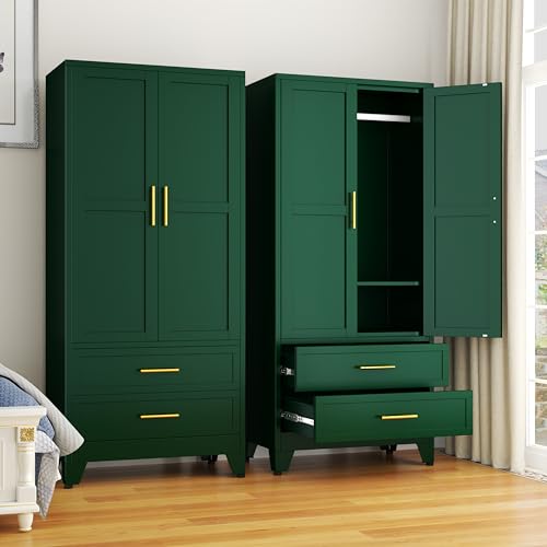 Metal Wardrobe with 2 Doors and Adjustable Shelf