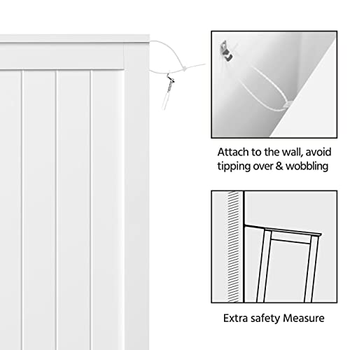 Yaheetech Wooden Floor Cabinet, Side Storage Organizer with 4 Drawers and 1 Cupboard, Freestanding Entryway Storage Unit Console Table, Bathroom Furniture Home Decor, White