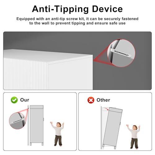 Wood White Wardrobe Closet with Drawers: 2 Doors - 2 Drawers and Armoire with Hanging 1 Rod - Cabinet Handle with Metal Legs - Tall Wardrobe Closet with 20.4" D x 31.5" W x 76.8" H