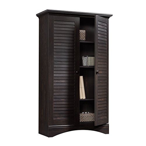 Sauder Harbor View Storage Pantry Cabinet, L: 35.43" x W: 16.73" x H: 61.02", Antiqued Paint finish