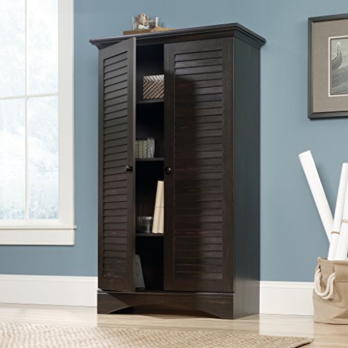 Sauder Harbor View Storage Pantry Cabinet, L: 35.43" x W: 16.73" x H: 61.02", Antiqued Paint finish