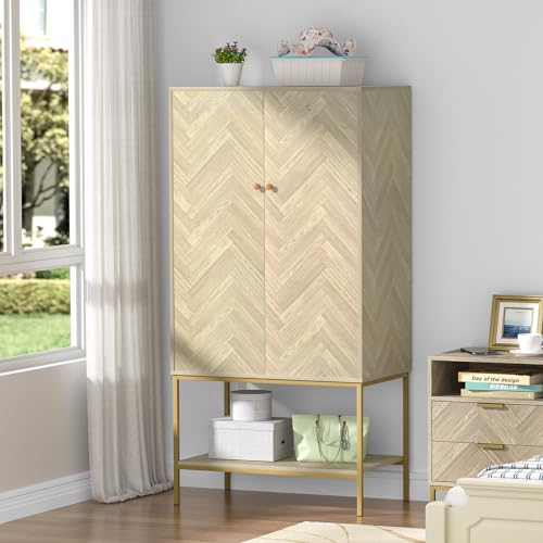 Anmytek Armoire Wardrobe Closet with Doors, Wooden Wardrobe Closet with Hanging Rod & Shelf, Modern Wardrobe Cabinet for Bedroom, Changing Room, Laundry Room, Dorm(18.9”D x 31.5”W x 63”H)