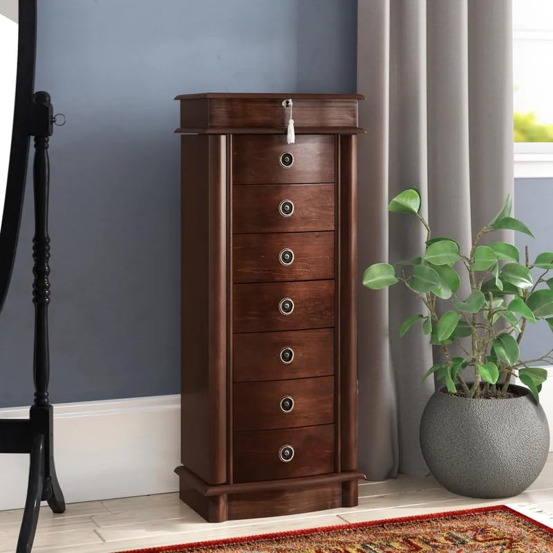 Hives & Honey Noelle Jewelry Armoire, 37.6" H x 15.5" W x 10.5”D, Walnut