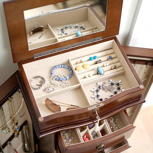 Hives & Honey Noelle Jewelry Armoire, 37.6" H x 15.5" W x 10.5”D, Walnut