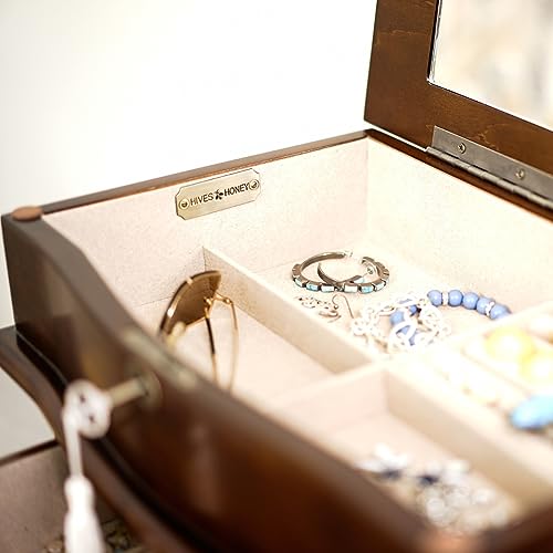 Hives & Honey Noelle Jewelry Armoire, 37.6" H x 15.5" W x 10.5”D, Walnut