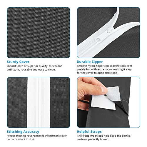 VIPEK V5C Heavy Duty Covered Clothes Rack Portable Bedroom Armoires Rack, Black Metal Clothing Rack with Black Cover, Adjustable Custom Freestanding Closet Wardrobe, Max Load 890LBS