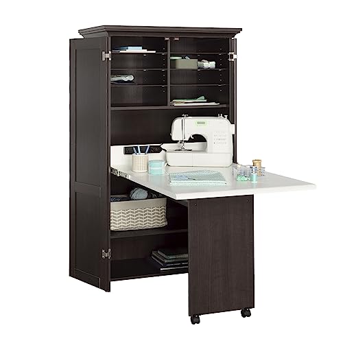 Sauder Miscellaneous Storage Craft & Sewing Armoire, L: 35.12" x W: 21.81" x H: 61.58", Dakota Oak