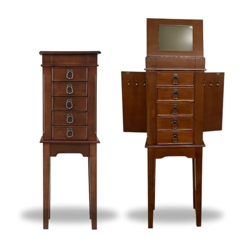 Hives and Honey Hives & Honey Erin Walnut Armoire with Vanity Mirror and Jewelry Storage