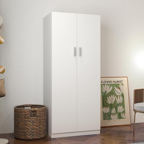 Panana 2 Door Bedroom Wardrobe Closet Bedroom Armoires Home Furniture for Storage (White)
