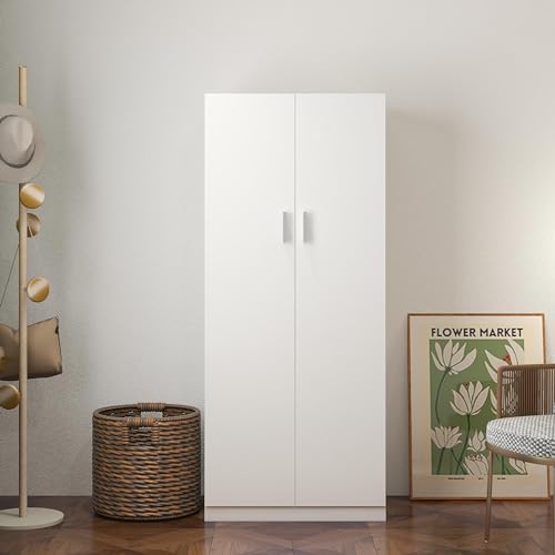 Panana 2 Door Bedroom Wardrobe Closet Bedroom Armoires Home Furniture for Storage (White)