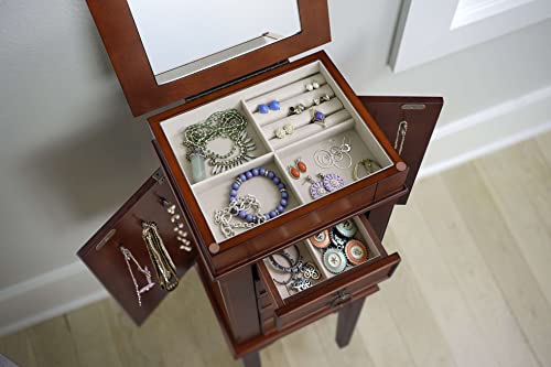 Hives and Honey Hives & Honey Erin Walnut Armoire with Vanity Mirror and Jewelry Storage