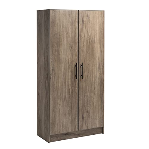 Prepac Elite 32" Storage Cabinet, Drifted Gray Storage Cabinet, Bathroom Cabinet, Pantry Cabinet with 3 Shelves 16" D x 32" W x 65" H, DES-3264