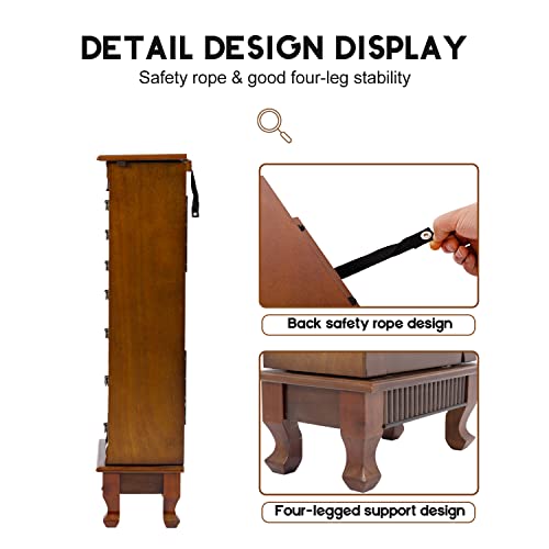 FDW Jewelry Cabinet Jewelry Chest Jewelry Armoire Wood Jewelry Box Storage Stand Organizer with Side Doors 7 Drawers Makeup Mirror