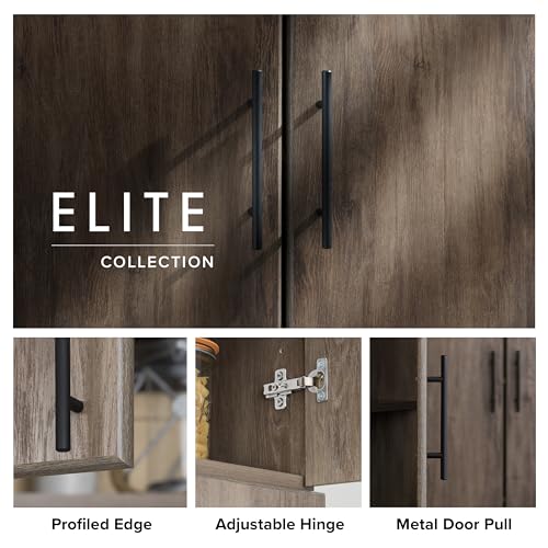 Prepac Elite 32" Storage Cabinet, Drifted Gray Storage Cabinet, Bathroom Cabinet, Pantry Cabinet with 3 Shelves 16" D x 32" W x 65" H, DES-3264