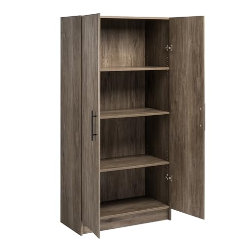 Prepac Elite 32" Storage Cabinet, Drifted Gray Storage Cabinet, Bathroom Cabinet, Pantry Cabinet with 3 Shelves 16" D x 32" W x 65" H, DES-3264