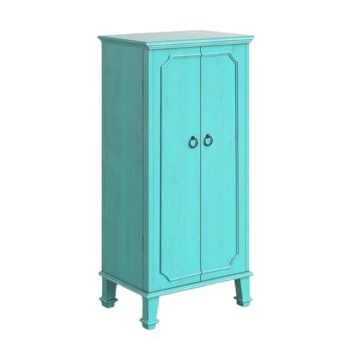 Hives and Honey Cabby Fully Locking Jewelry Armoire, 40" x 19" x 13.75", TURQUOISE