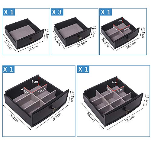 EEBUIHUI Standing Jewelry Armoire Cabinet Storage Chest with 7 Drawers, 2 Swing Doors, 24 Necklace Hooks, Makeup Mirror Storage Organizer, Large Standing Jewelry Armoire (Black)