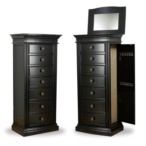 Hives and Honey Landry Jewelry Armoire, 40" x 17.75" x 13", Antique Black