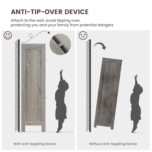 Iwell Storage Cabinet, Bathroom Cabinet with 4 Doors & Adjustable Shelf, Cupboard, Bathroom Floor Cabinet for Living Room, Entryway, Home Office, Grey